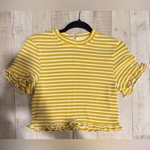 Yellow and White Striped Knit Top